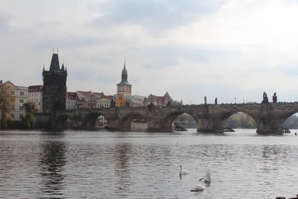 View from the embankment of the Vltava river