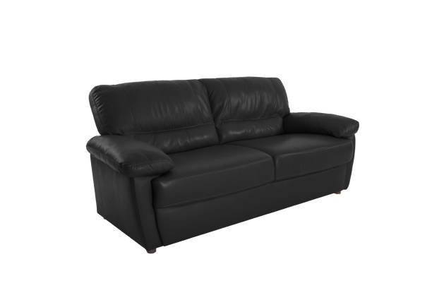 istock Three seats cozy color leather sofa isolated on white background 1062233076