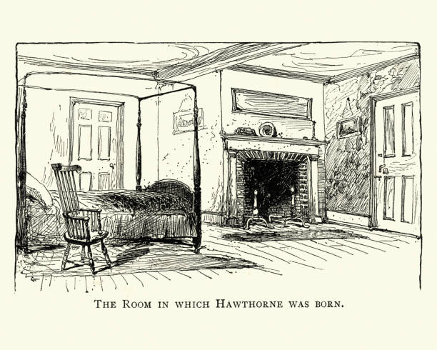 ナサニエル ・ ホーソーンが生まれた部屋セーラムは、19 世紀 - ナサニエル・ホーソーン点のイラスト素材／クリップアート素材／マンガ素材／アイコン素材