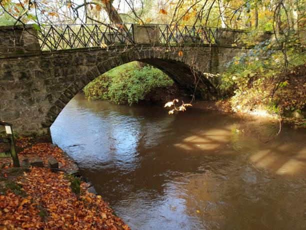istock Autumn leaves, river and bridge 1062249626