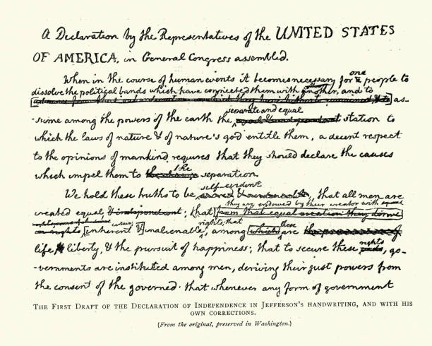 illustrations, cliparts, dessins animés et icônes de premier projet de déclaration de l’indépendance - thomas jefferson