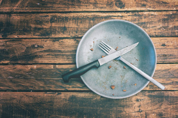 istock Top view of a dirty plate with copy space 1062252806