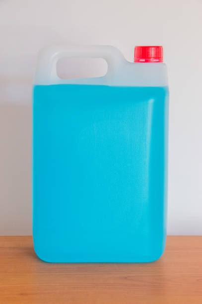 Bottle Of Blue Antifreeze Windshield Washer Fluid Stock Photo