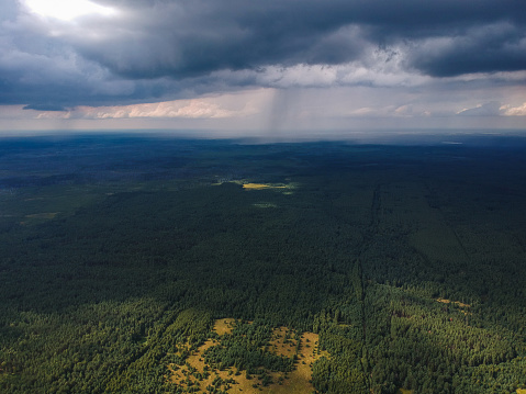 Rain Fall View Rain Cloud And It Is Raining View From The Height Stock Photo ...