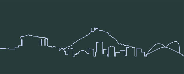 ilustrații de stoc cu atena single line skyline - atena
