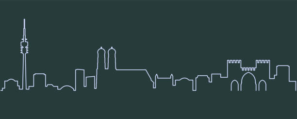 monachium single line skyline - munich stock illustrations