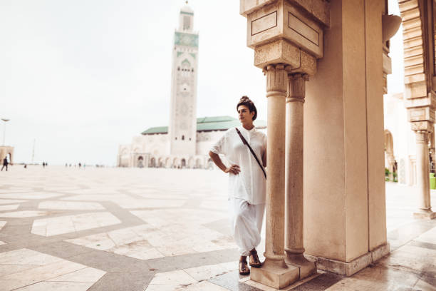 tourist woman in casablanca - morocco tourist woman in casablanca - morocco casablanca stock pictures, royalty-free photos & images