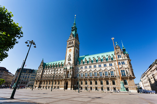 The famous town hall in Hamburg, Germany