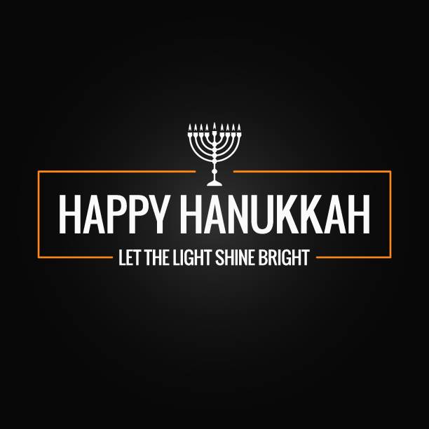 illustrations, cliparts, dessins animés et icônes de logo de signe hanukkah heureux sur fond noir - hanouka