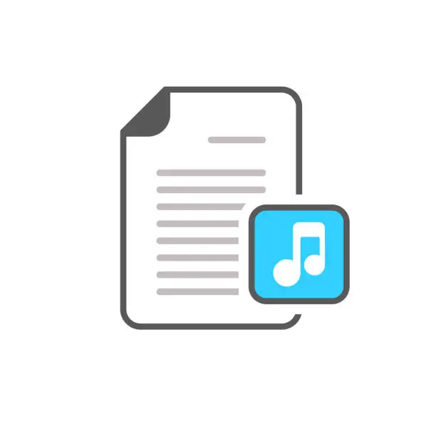 Vector illustration of Audio document file music note page icon