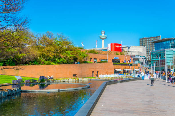 the chavasse park in Liverpool, England Liverpool, UK, April 7, 2017: People are enjoying a sunny day at the chavasse park in Liverpool, England liverpool one stock pictures, royalty-free photos & images