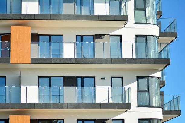istock Modern apartment buildings on a sunny day with a blue sky. 1062303562
