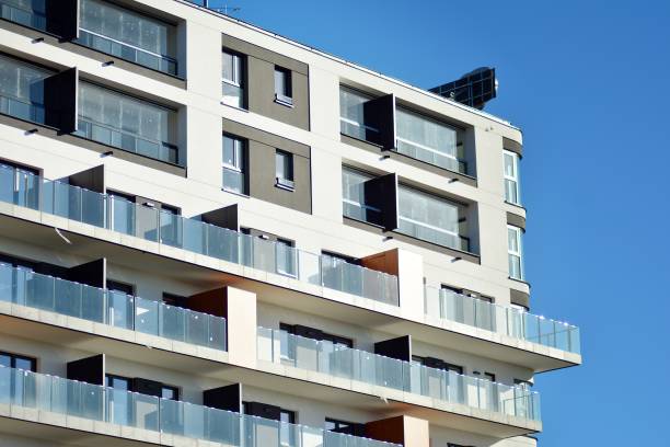 istock Modern apartment buildings on a sunny day with a blue sky. 1062305532