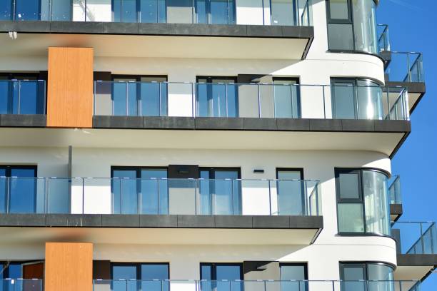 istock Modern apartment buildings on a sunny day with a blue sky. 1062307314