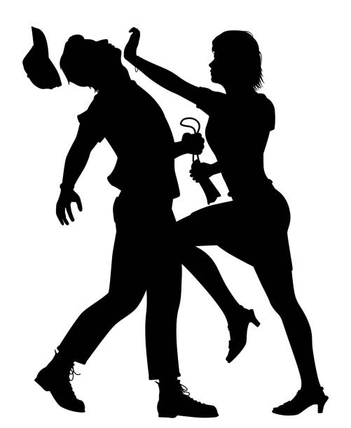 Self Defense Woman Stock Illustration - Download Image Now - Self-Defense,  In Silhouette, Illustration - iStock