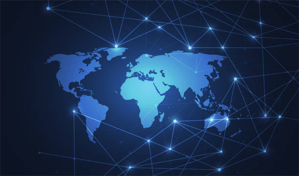 istock Global network connection. World map point and line composition concept of global business. Vector Illustration 1062317412