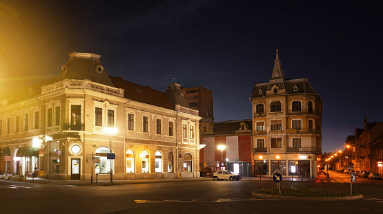 Twilight image with Oradea streets, Romania