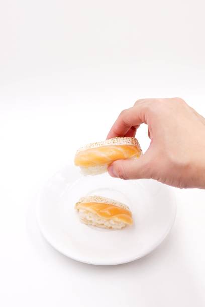 istock Seared salmon harasu (belly) nigiri sushi 1062318462