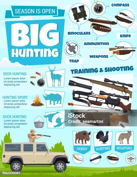 Hunter Ammunition Bird And Animal Hunting Stock Illustration - Download Image Now - Gun, Target Shooting, Poster