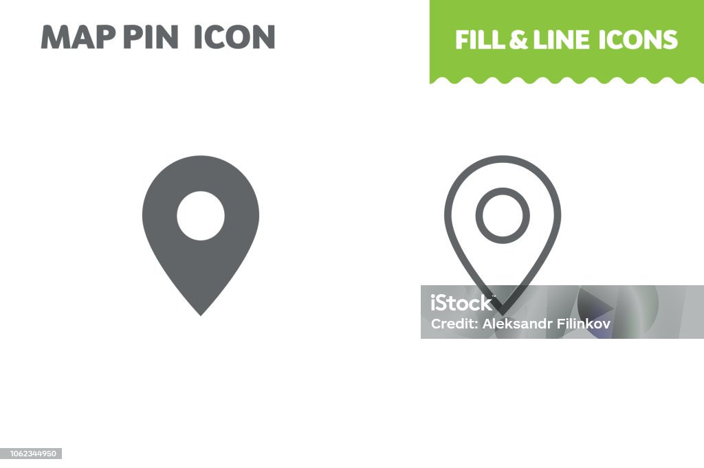 Map pin  icon, vector. Map pin  icon, vector. Fill and line. Flat design. Ui icon Map Pin Icon stock vector