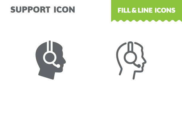 ikona wsparcia, wektor. - headset receptionist support telephone stock illustrations
