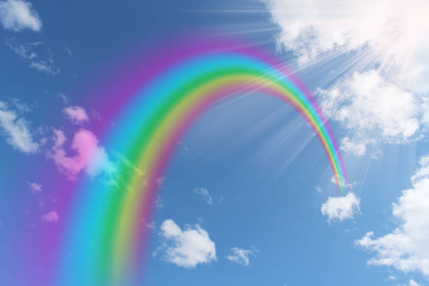 istock Rainbow on the background of the blue sky 1062346868