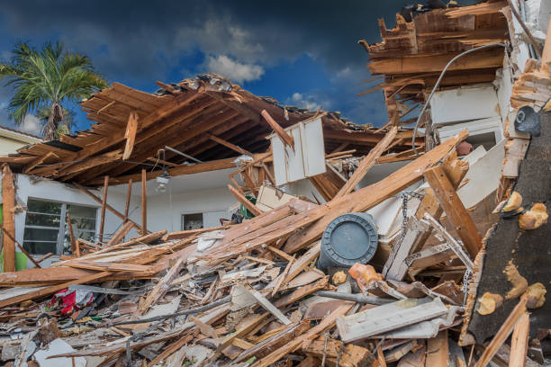 War zone House destroyed by the passage of a hurricane in Florida. rubble photos stock pictures, royalty-free photos & images