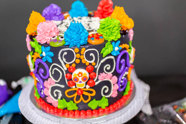 istock Gourmet Day of the Dead cake decorated 1062385780