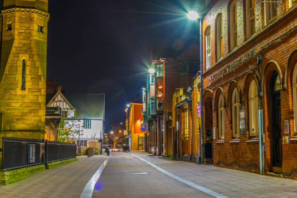길드 홀과 밤, 영국 레스터에서 대성당의 야경 - leicester 뉴스 사진 이미지
