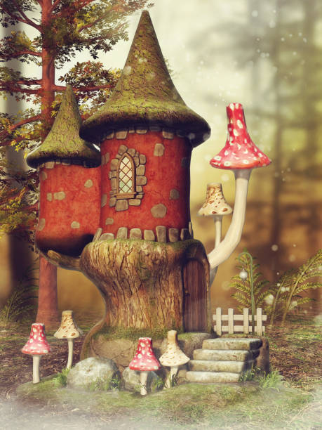 istock Fantasy mushroom castle and fern 1062390792