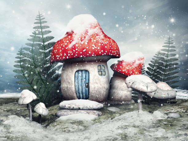 istock Fairy cottage on a winter meadow 1062390992
