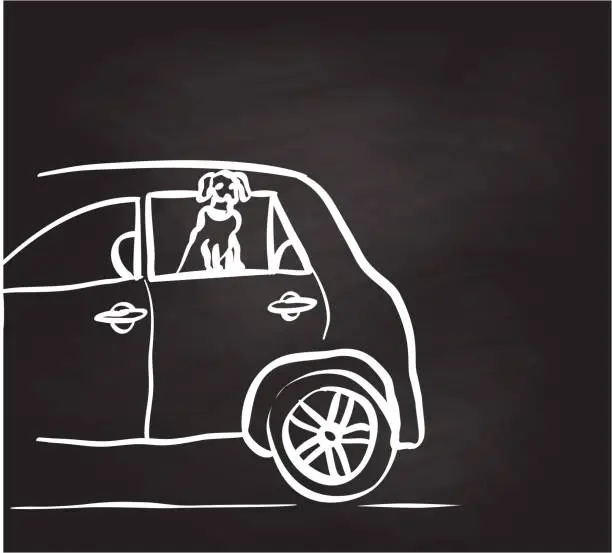 Vector illustration of Puppy Waiting In The Car