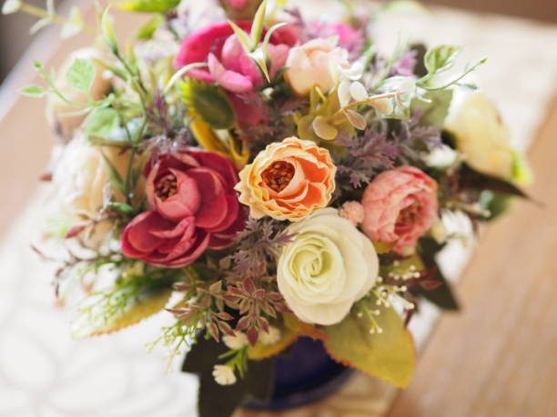 istock Close up Rose Flower Bouquet Beautiful Handmade 1062394450