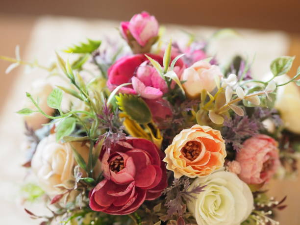 istock Close up Rose Flower Bouquet Beautiful Handmade 1062394482