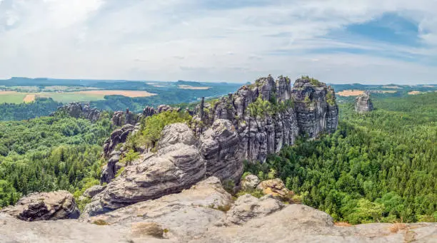 Schrammsteine Rocks formation at Saxon Switzerland National Park - Bad Schandau - Germany