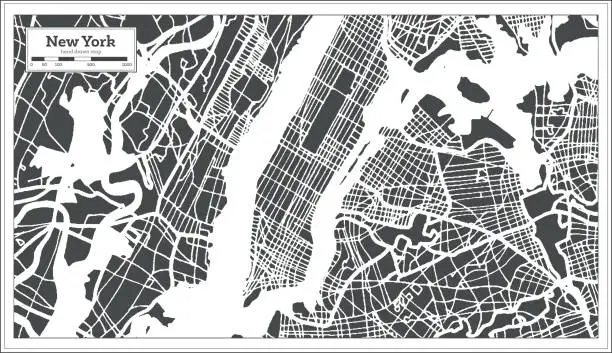 Vector illustration of New York USA City Map in Retro Style. Outline Map.