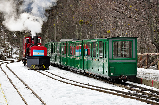 Locomotive and cars from the Train of the end of the world, Tierra del fuego, Argentina