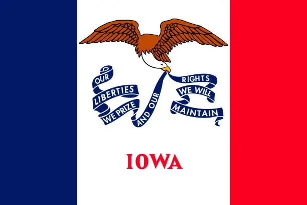 Vector illustration of Iowa flag. Vector illustration. United States of America.