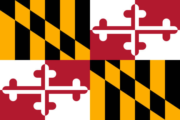 maryland-flagge. vektor-illustration. vereinigte staaten von amerika. - national arms stock-grafiken, -clipart, -cartoons und -symbole