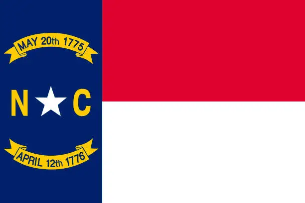 Vector illustration of North Carolina vector flag. Vector illustration. United States of America. Raleigh
