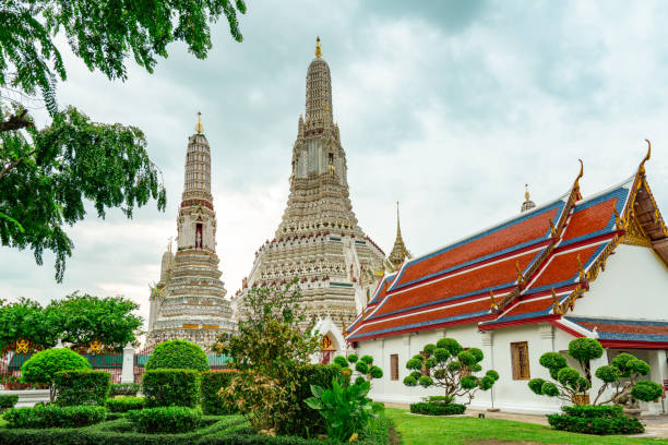 istock Wat Arun Ratchawararam with beautiful blue sky and white clouds. Wat Arun buddhist temple is the landmark in Bangkok, Thailand. Attraction art and ancient architecture in Bangkok, Thailand. 1062418998