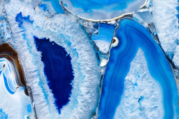 istock Contrast agate texture with delightful ornamental blue surface. 1062419724