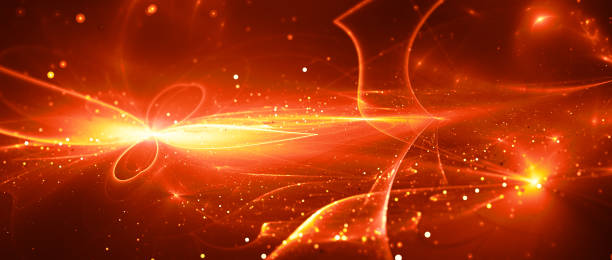 istock Fiery glowing new futuristic innovative technology with trajectories and particles 1062420072