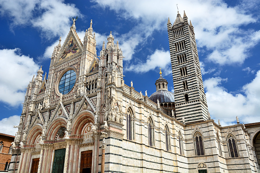 Cathedral of Siena (Duomo Di Siena) facade and bell tower, Italy
