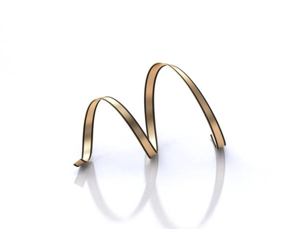 istock gold ribbon coil white floor reflection 3d rendering 1062424458