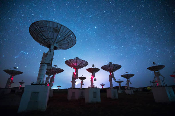 radio telescope at night