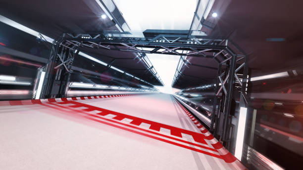 istock race track finish line with gate 1062436124