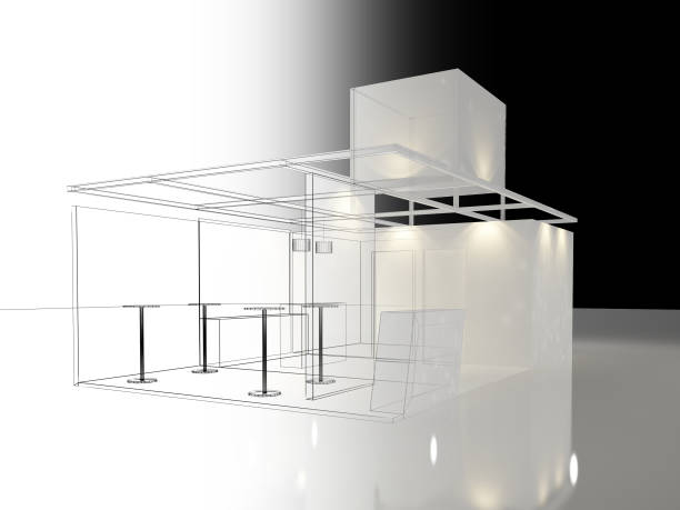 istock sketch design of exchibition kiosk, 3d rendering 1062439842