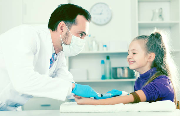 istock Male doctor injecting little patient 1062446302
