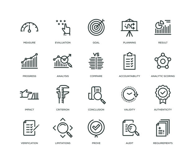 illustrations, cliparts, dessins animés et icônes de icônes d’évaluation - série en ligne - instrument of measurement